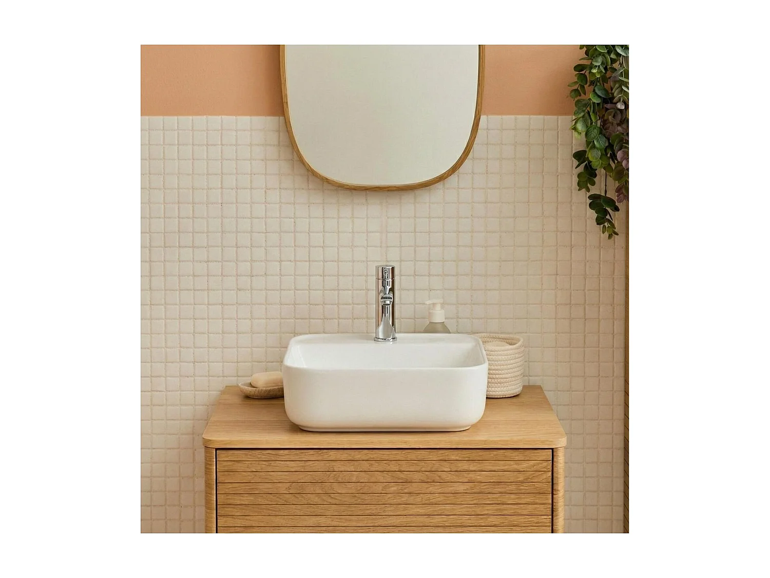 CLARA 39 cm quadratisches Aufsatzwaschbecken aus weißer Keramik