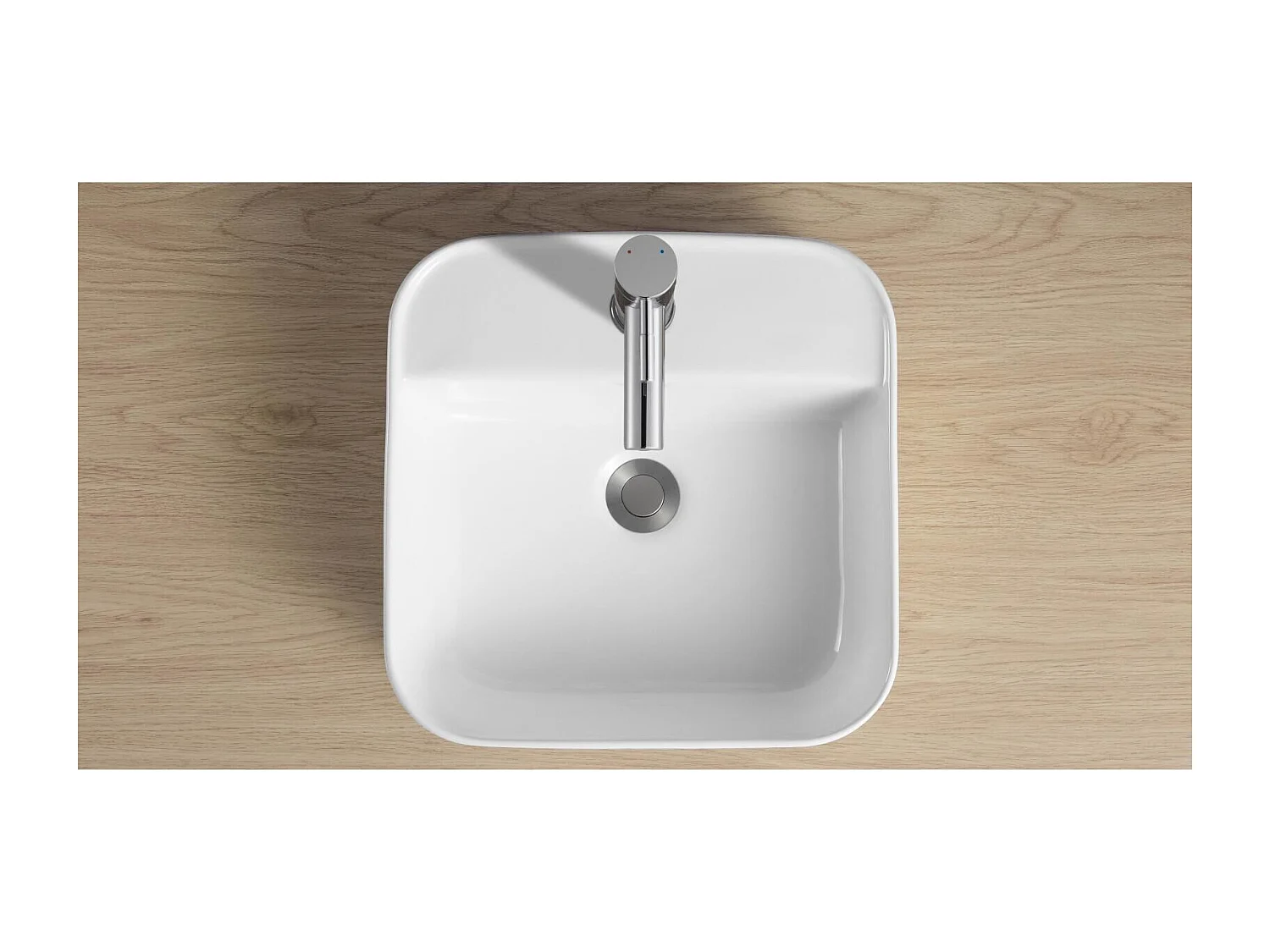 CLARA 39 cm quadratisches Aufsatzwaschbecken aus weißer Keramik