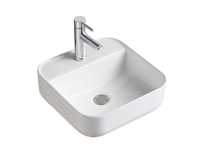 Umywalka nablatowa CLARA 39cm biała ceramiczna kwadratowa