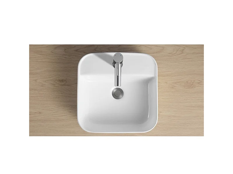 Umywalka nablatowa CLARA 39cm biała ceramiczna kwadratowa