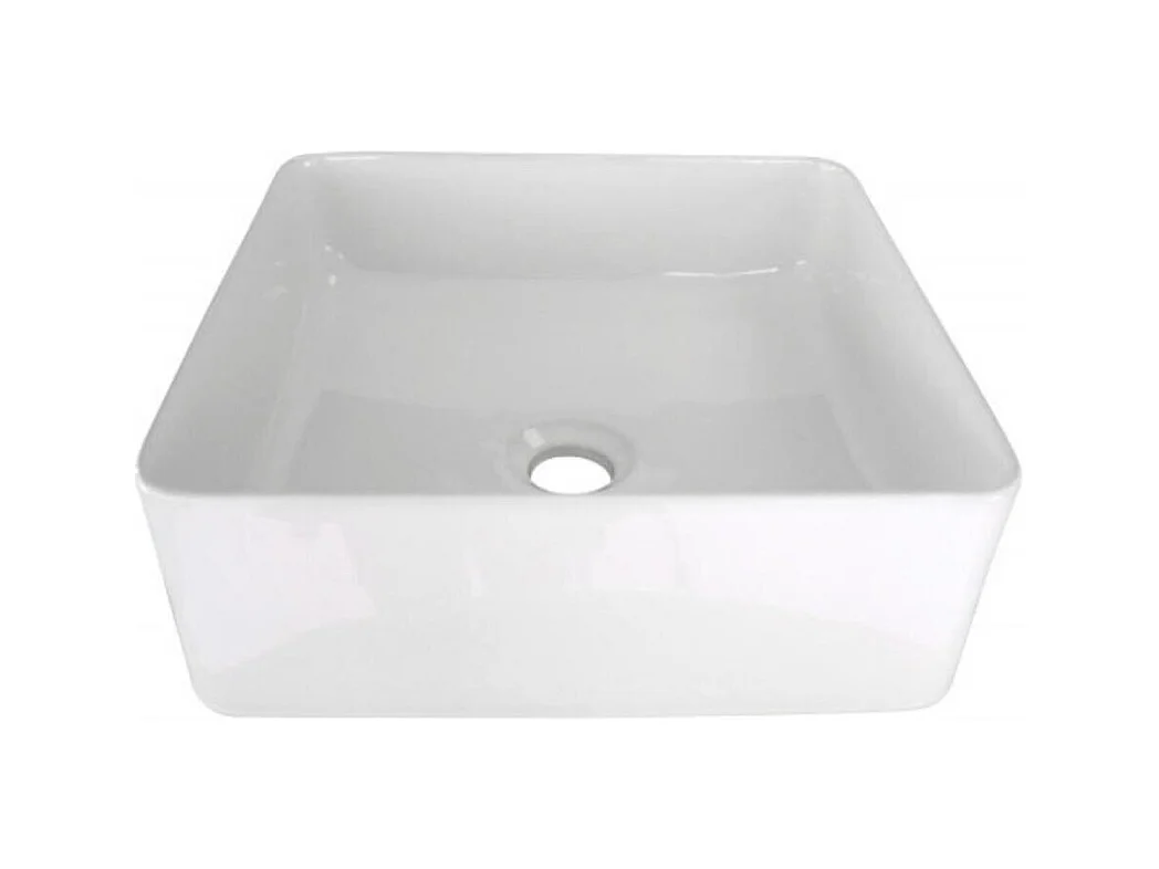 Lavabo da appoggio quadrato in ceramica bianca COMA da 36 cm