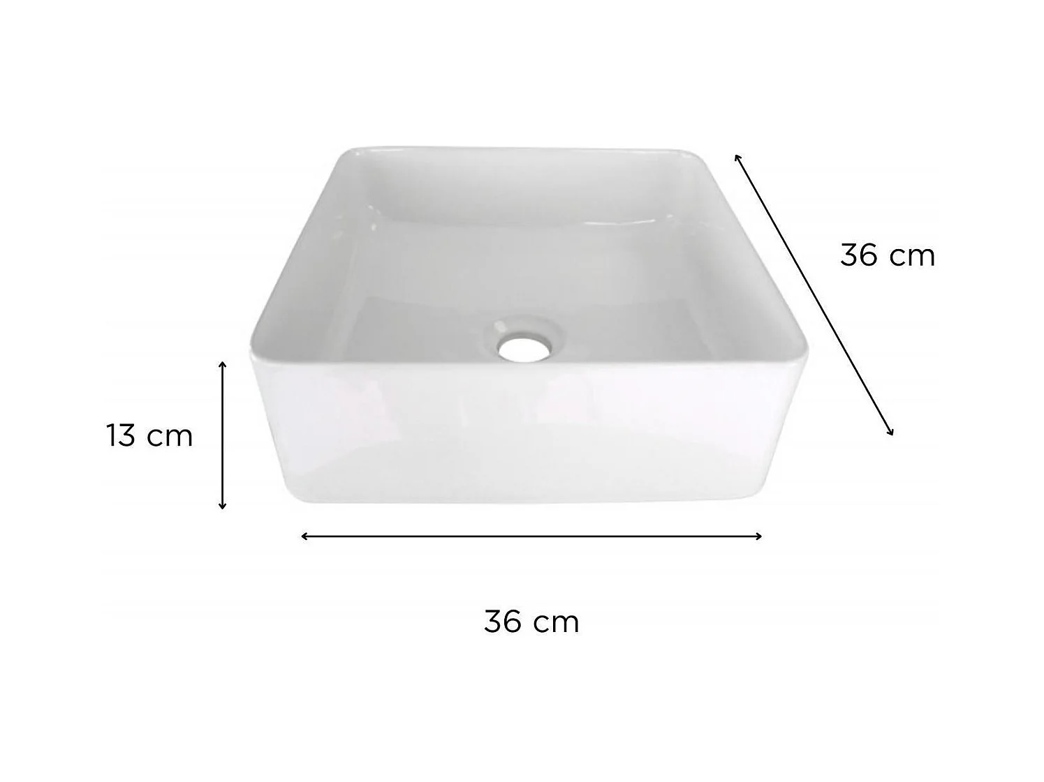 Lavabo da appoggio quadrato in ceramica bianca COMA da 36 cm