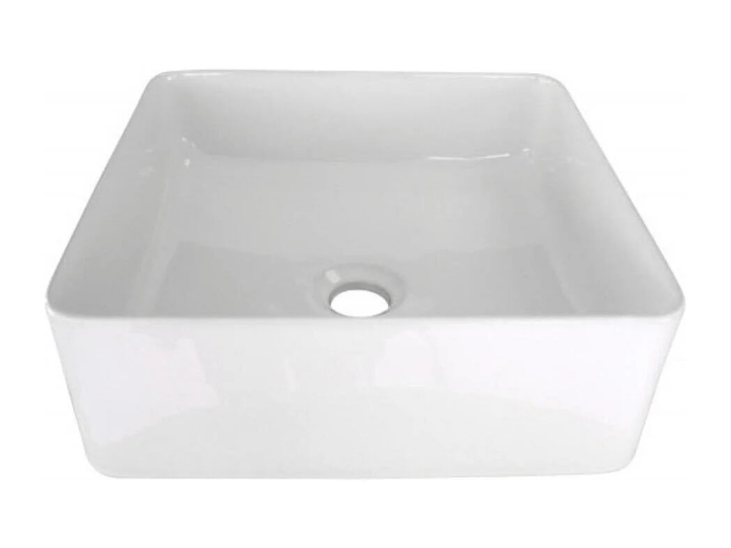 COMA 36 cm quadratisches Aufsatzwaschbecken aus weißer Keramik