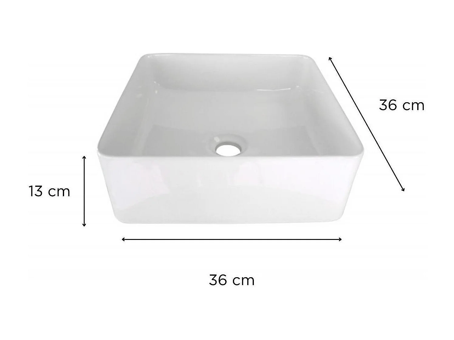 COMA 36 cm quadratisches Aufsatzwaschbecken aus weißer Keramik