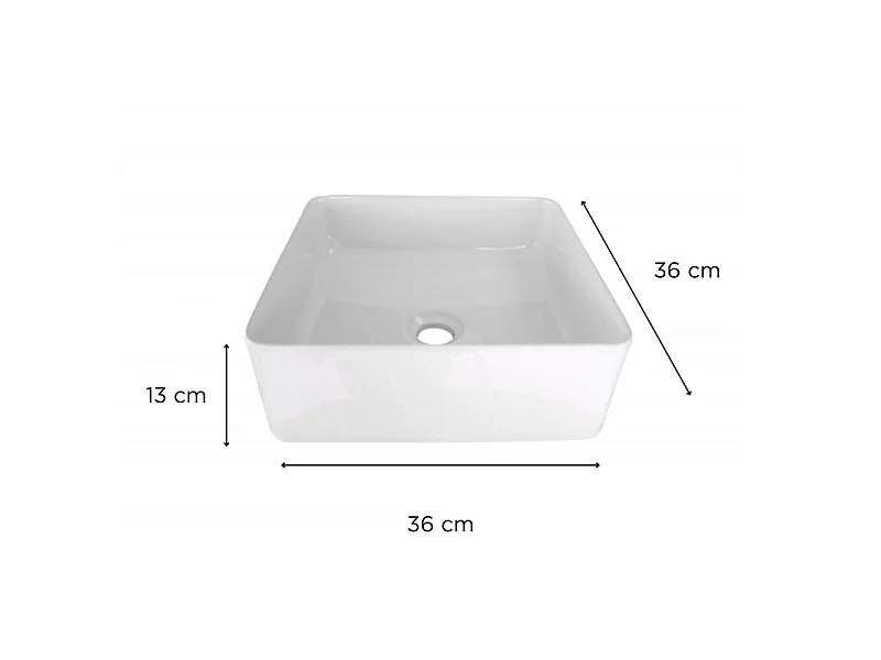 Umywalka nablatowa COMA 36cm biała ceramiczna kwadratowa