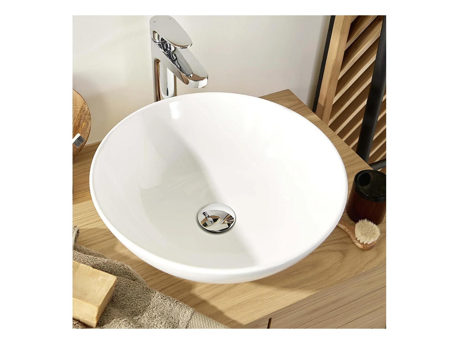 Lavabo rectangular de cerámica blanca 43 x 26,5 cm MOKI