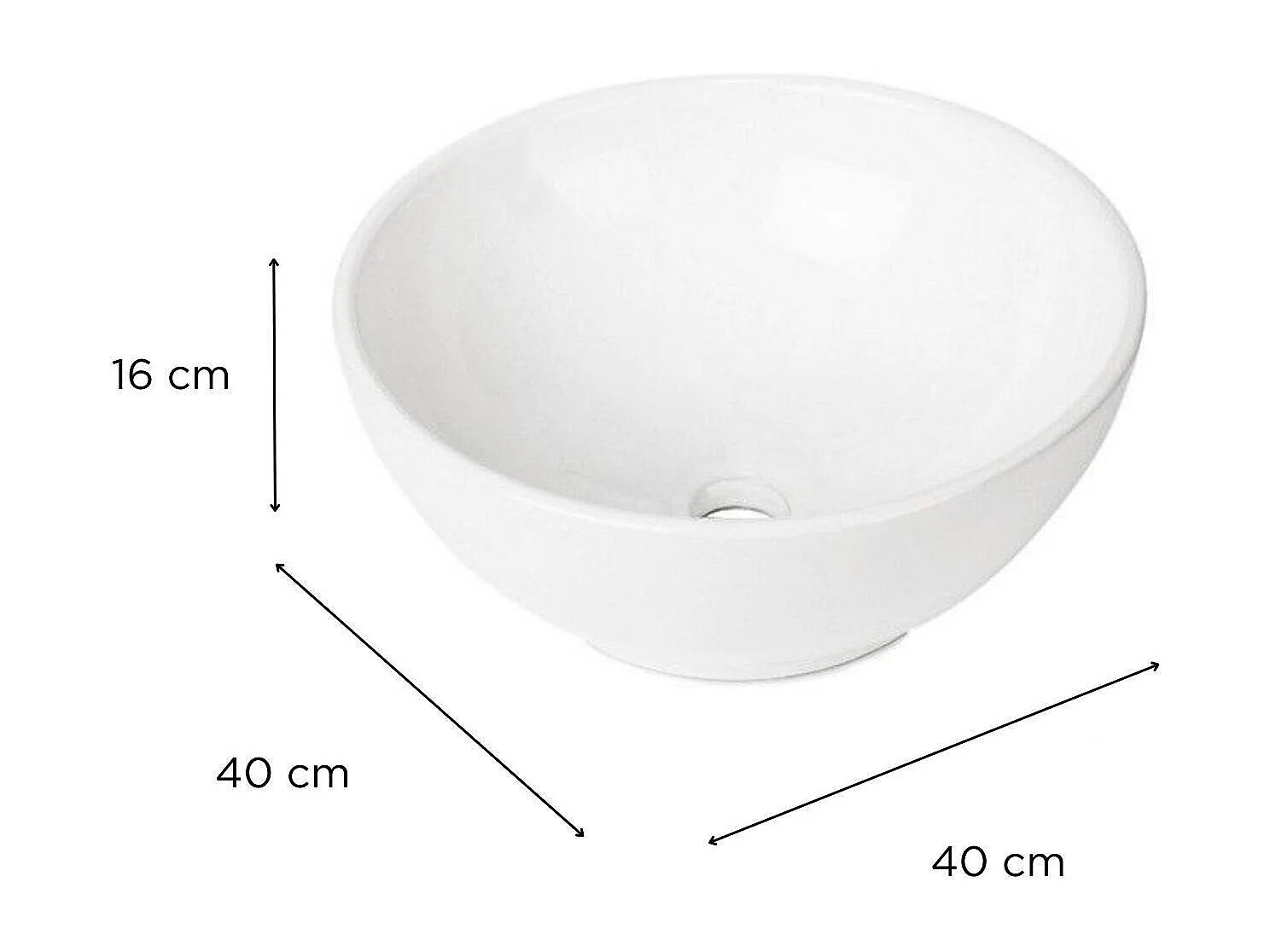 OMA 40cm ronde witte keramische opzetwastafel
