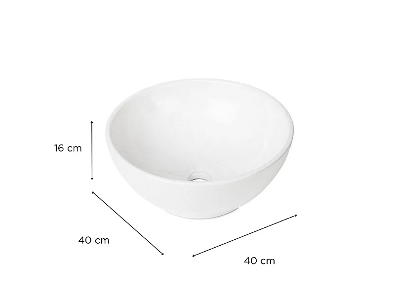 OMA 40cm okrągła biała ceramiczna umywalka nablatowa