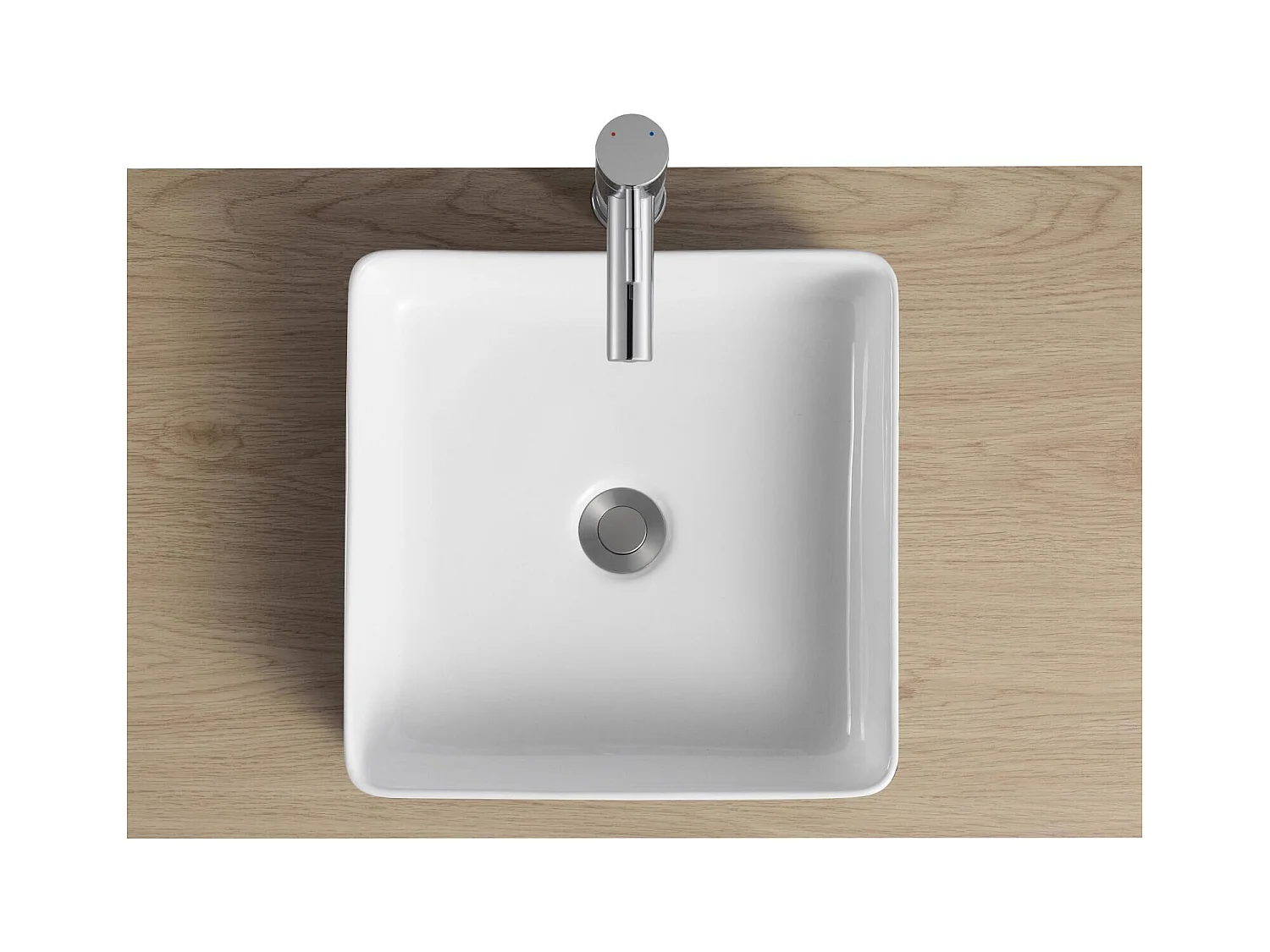 YDRA 36 cm vierkante tweekleurige zwart-witte keramische opzetwastafel