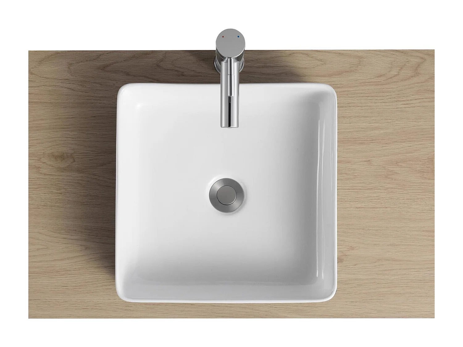 YDRA 36 cm vierkante tweekleurige zwart-witte keramische opzetwastafel