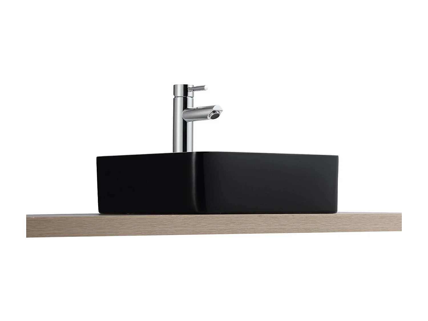 YDRA 36 cm vierkante tweekleurige zwart-witte keramische opzetwastafel