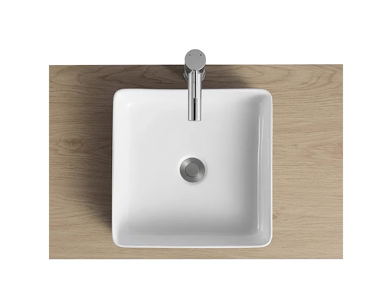 YDRA 36cm kwadratowa dwukolorowa czarno-biała ceramiczna umywalka nablatowa