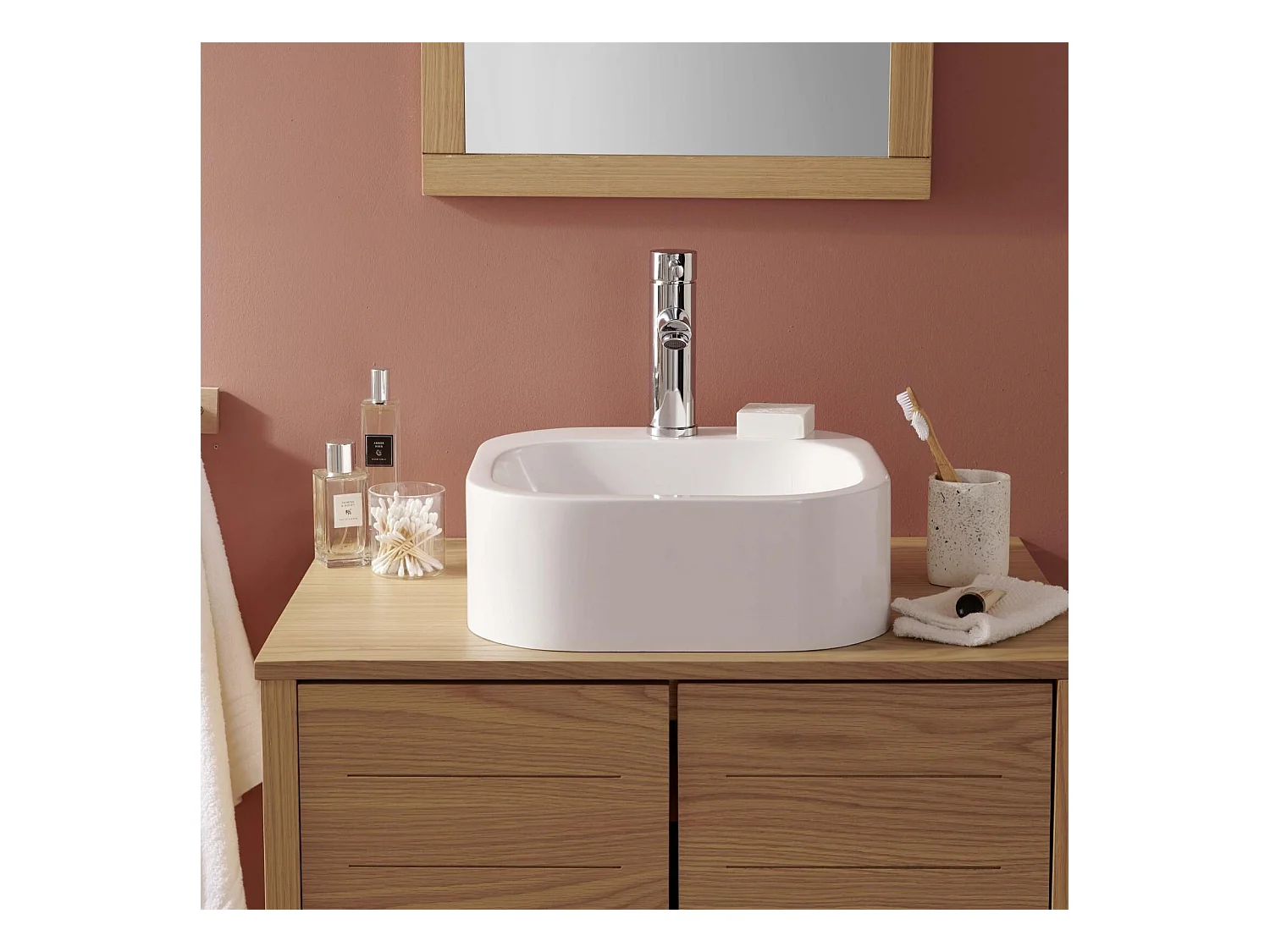 Lavabo oval sin borde de resina 37 cm SIAN Blanco