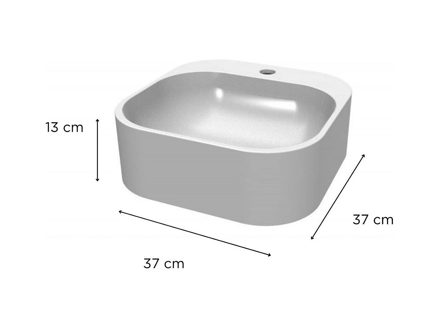 Lavabo oval sin borde de resina 37 cm SIAN Blanco
