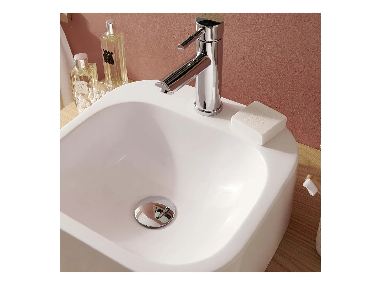 Lavabo oval sin borde de resina 37 cm SIAN Blanco