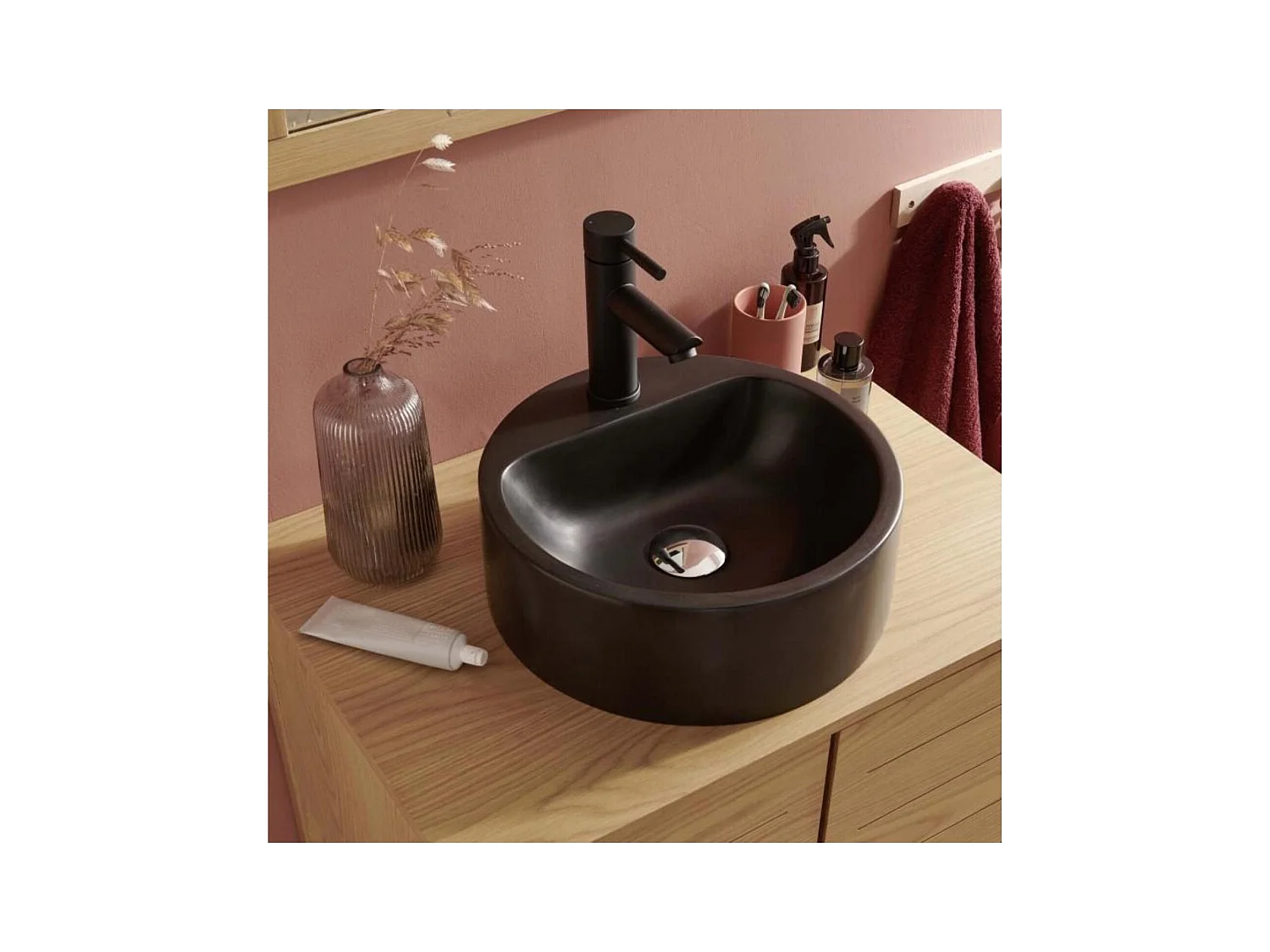 Ronde wastafel in Nori-hars