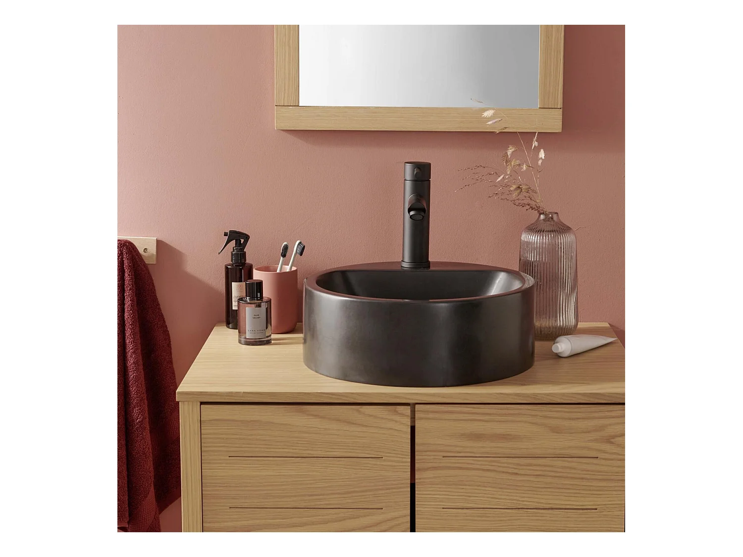 Ronde wastafel in Nori-hars