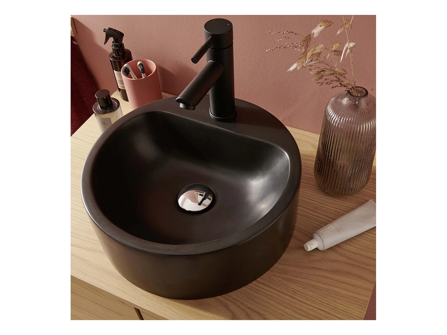 Ronde wastafel in Nori-hars