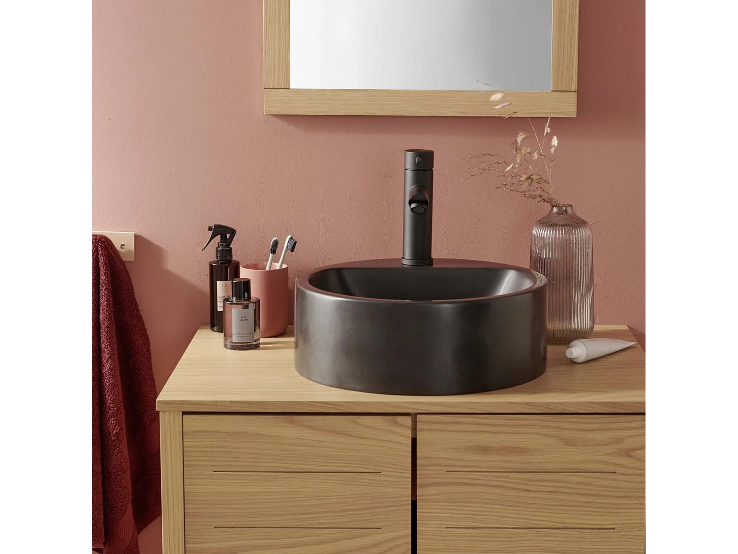 Ronde wastafel in Nori-hars