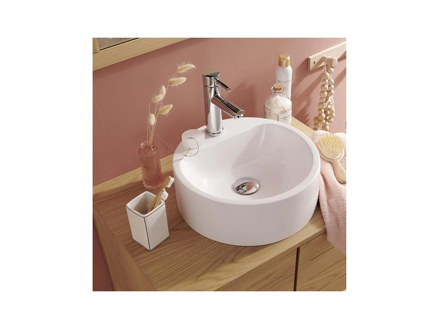 Lavabo da appoggio rotondo in resina Nori