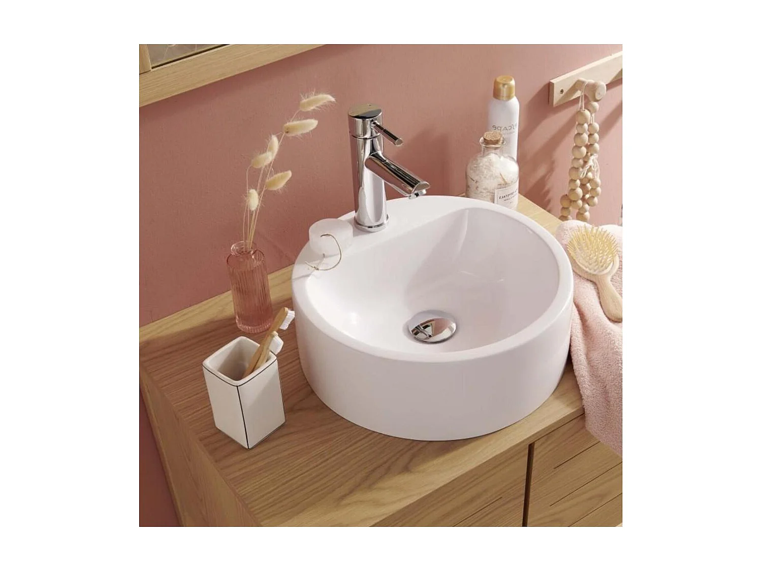 Ronde wastafel in Nori-hars