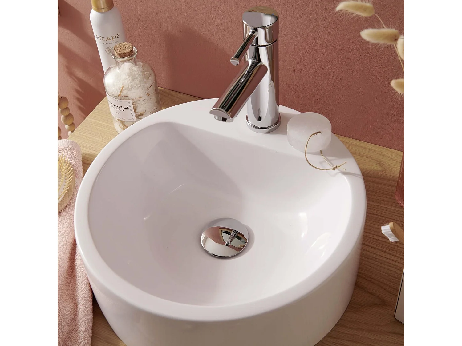 Ronde wastafel in Nori-hars