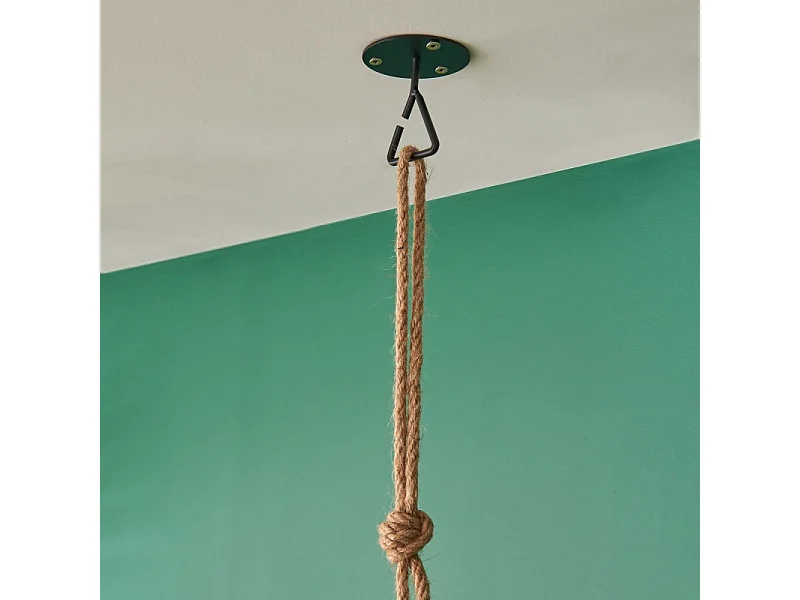 Penderie suspendue bois L100cm noir avec corde LEXY