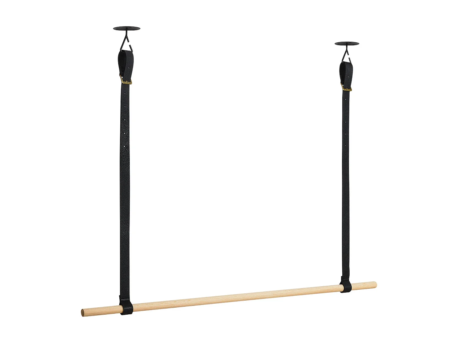 Kit penderie suspendue sous plafond avec lanières en cuir noir 100cm