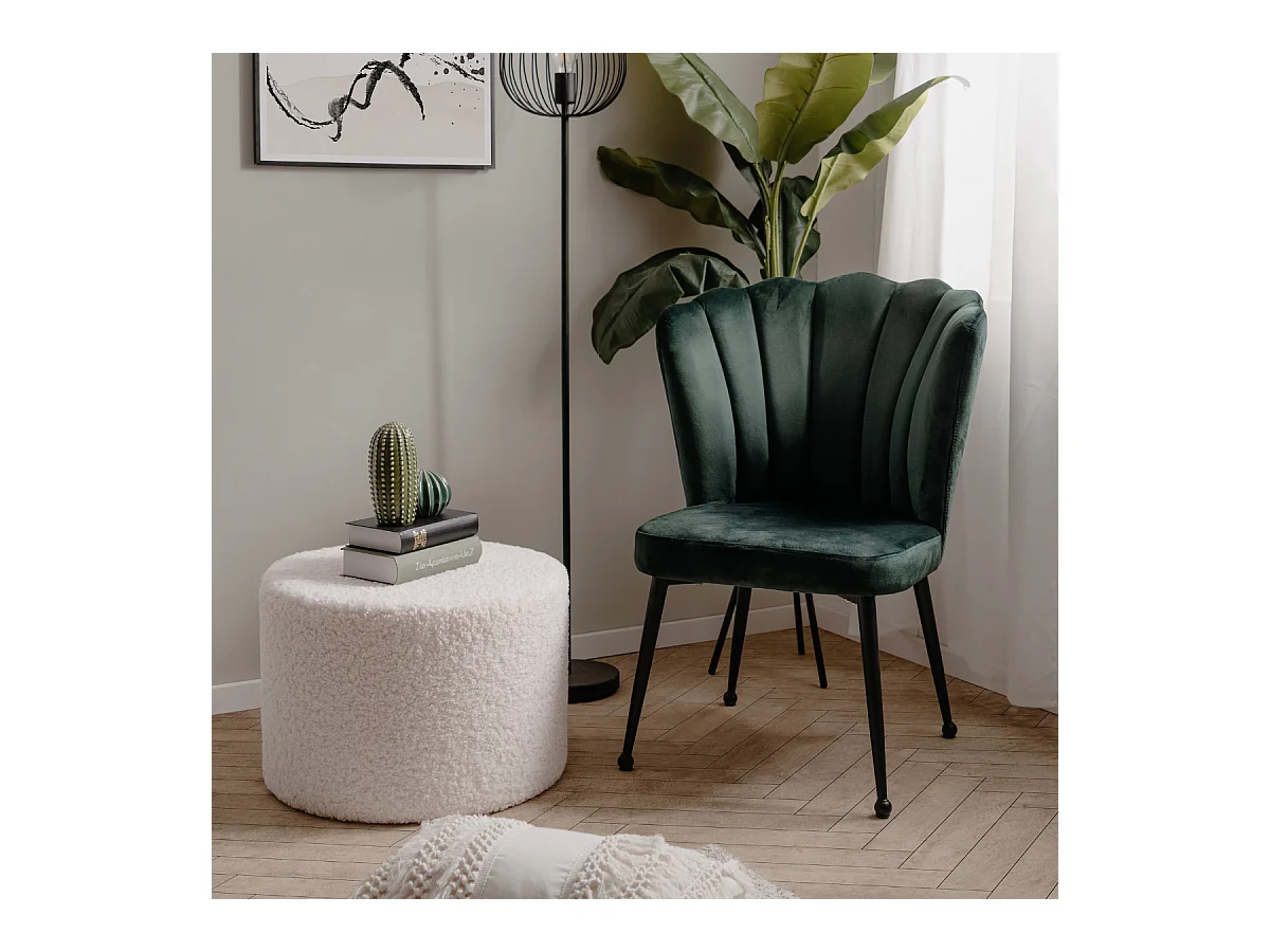 Lot de 2 chaises en tissu velours vert foncé avec pieds en métal L55cm - QUINN