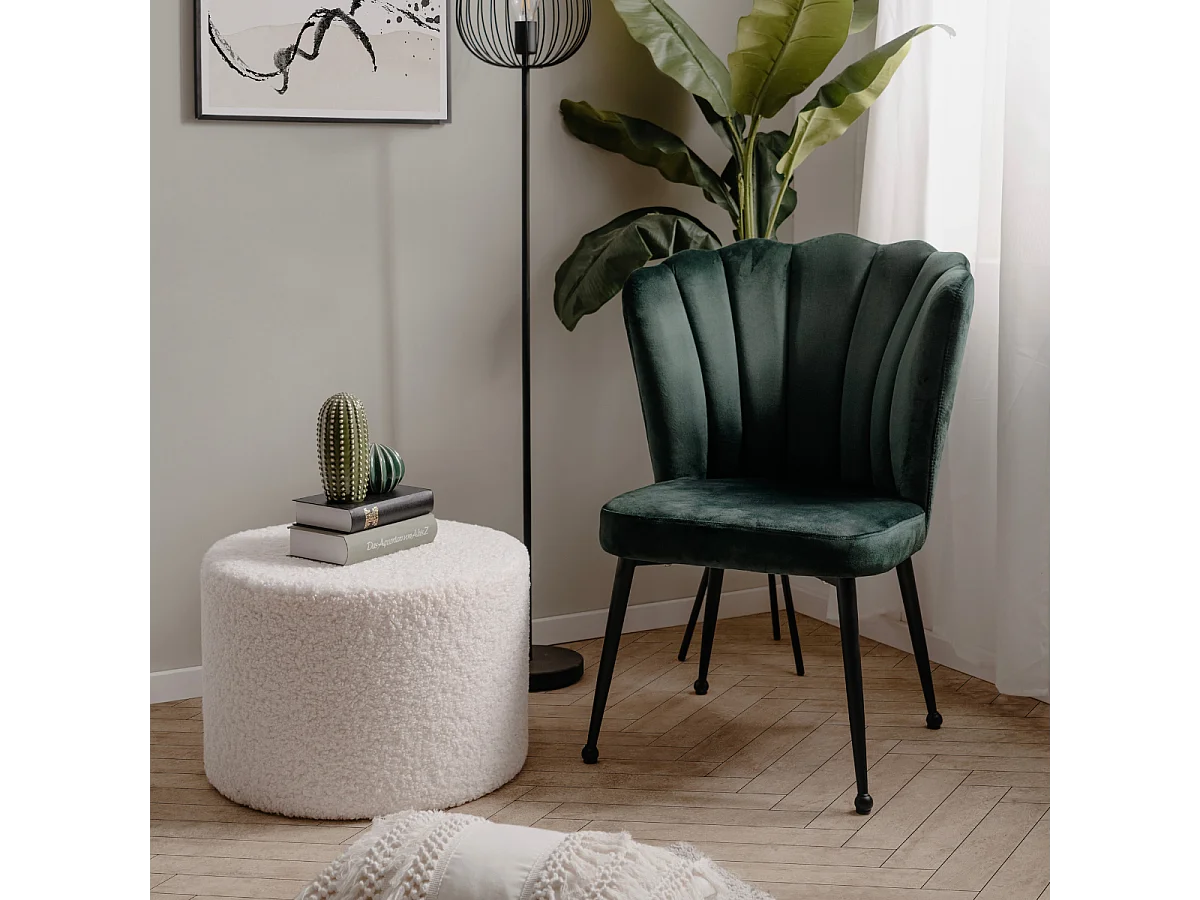 2er-Set Stühle aus dunkelgrünem Samt mit Metallbeinen, 55 cm – QUINN