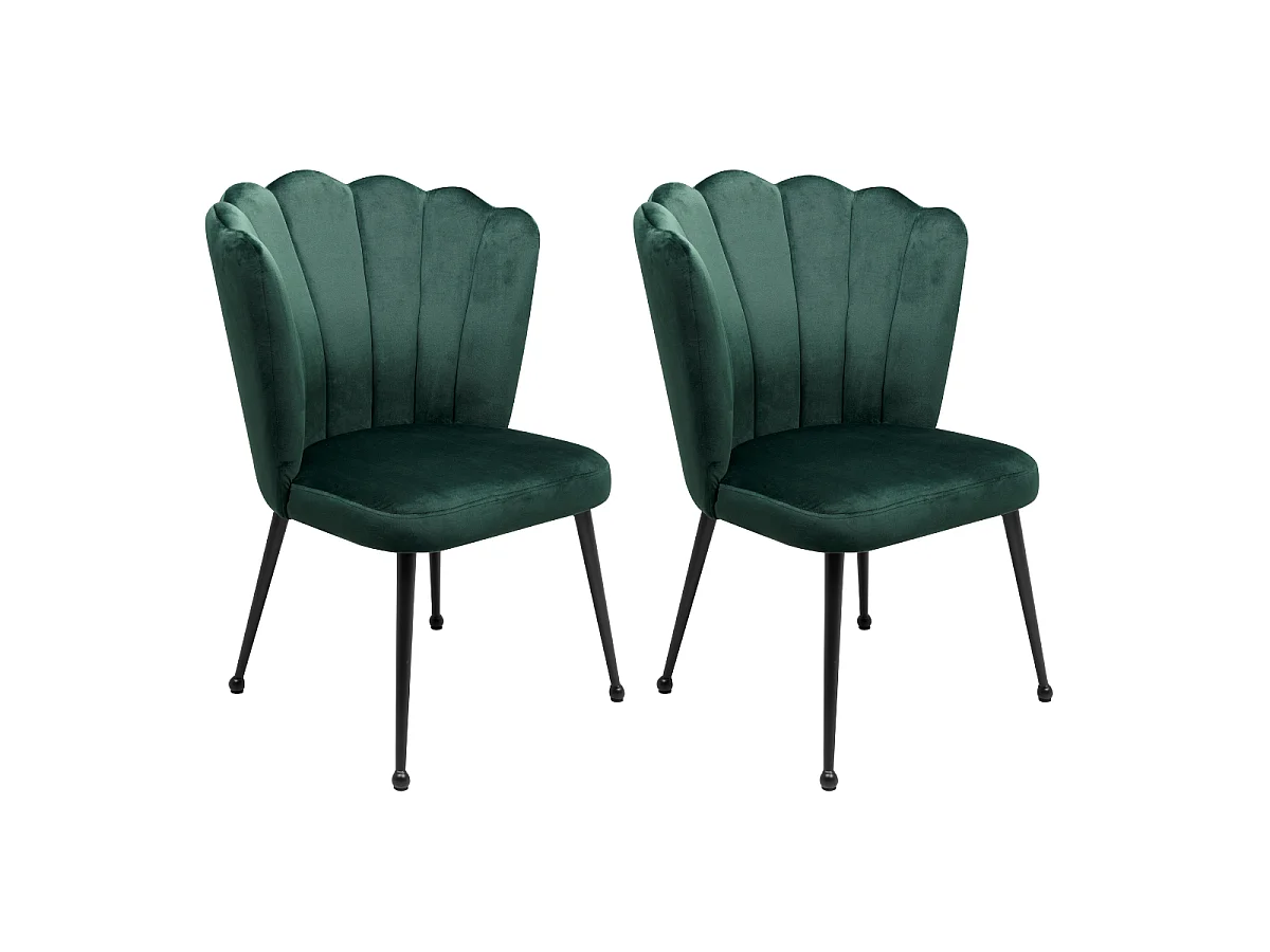 Lot de 2 chaises en tissu velours vert foncé avec pieds en métal L55cm - QUINN