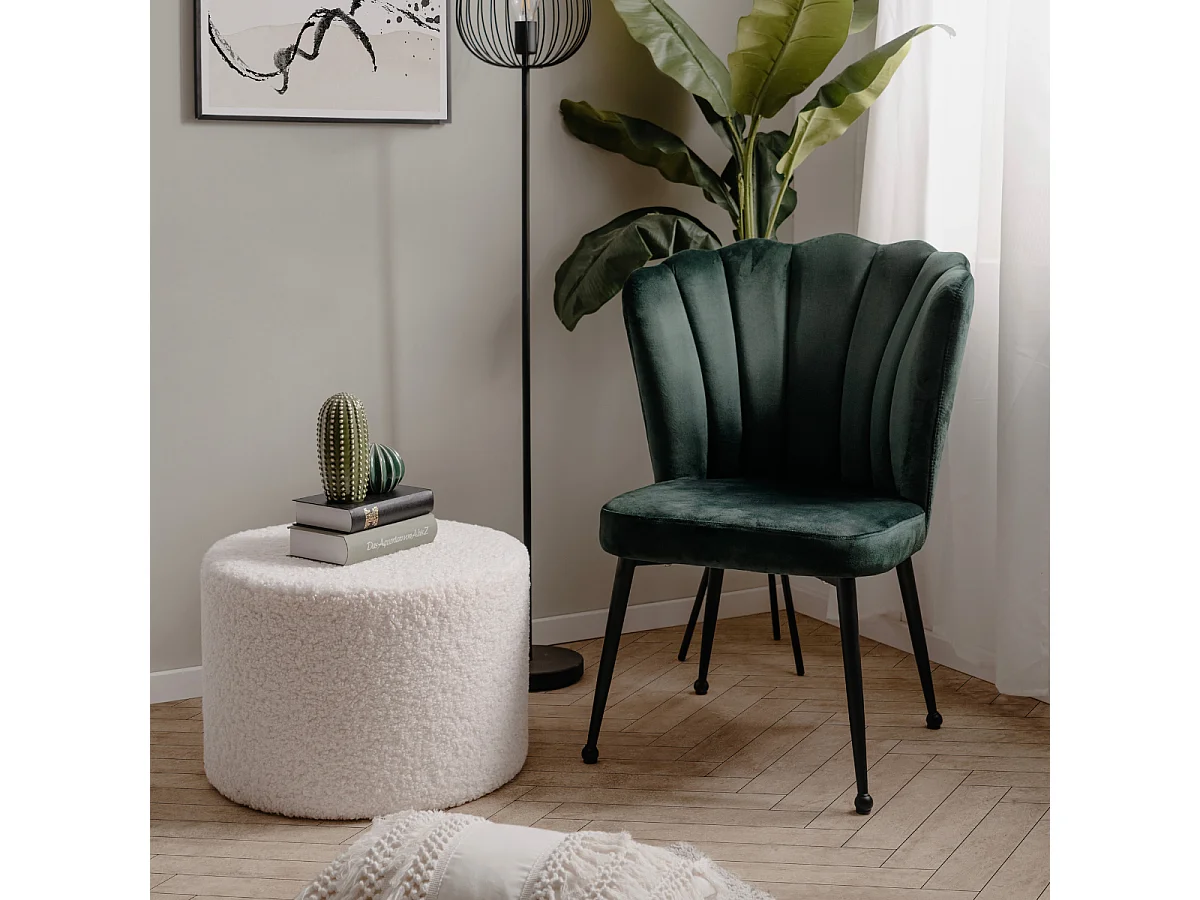 Lot de 2 chaises en tissu velours vert foncé avec pieds en métal L55cm - QUINN