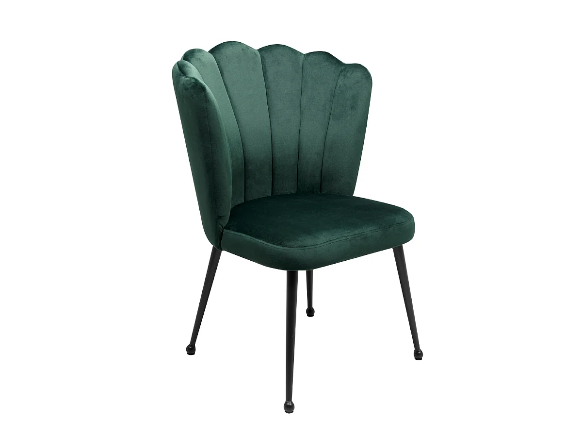 Lot de 2 chaises en tissu velours vert foncé avec pieds en métal L55cm - QUINN