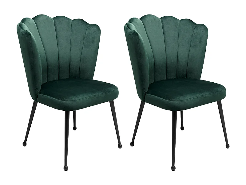Lot de 2 chaises en tissu velours vert foncé avec pieds en métal L55cm - QUINN