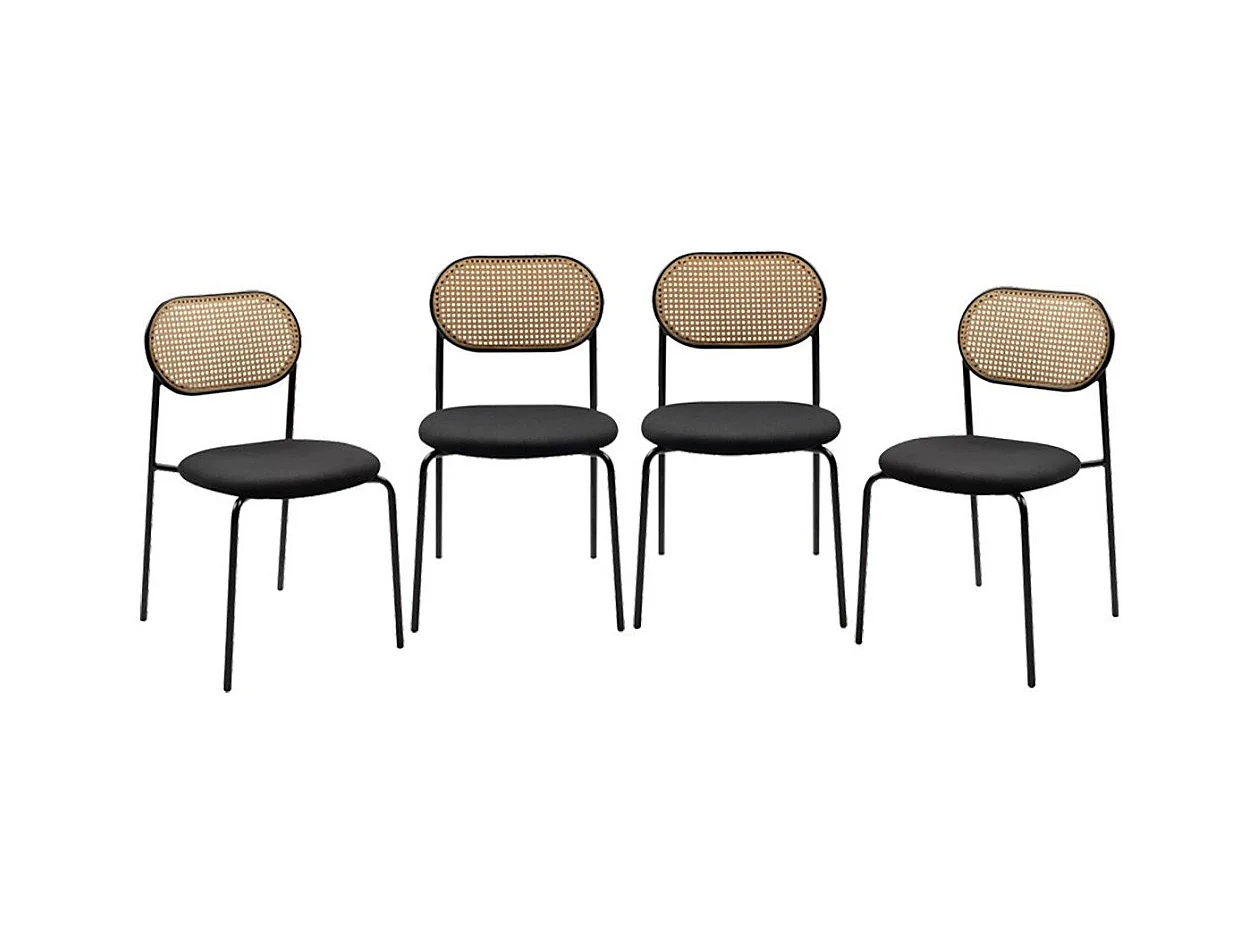 Lot de 4 chaises en rotin tressé avec structure en métal L47cm - MOZART