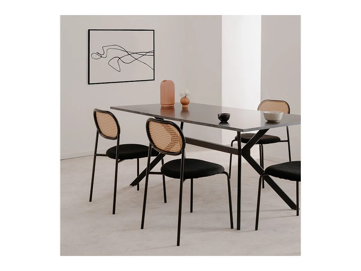 Lot de 4 chaises en rotin tressé avec structure en métal L47cm - MOZART