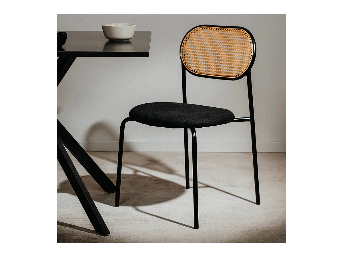 Lot de 4 chaises en rotin tressé avec structure en métal L47cm - MOZART