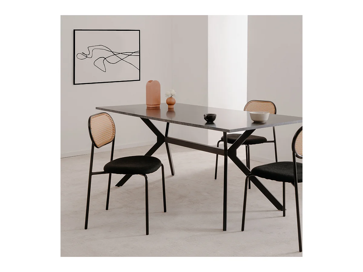 Lot de 4 chaises en rotin tressé avec structure en métal L47cm - MOZART