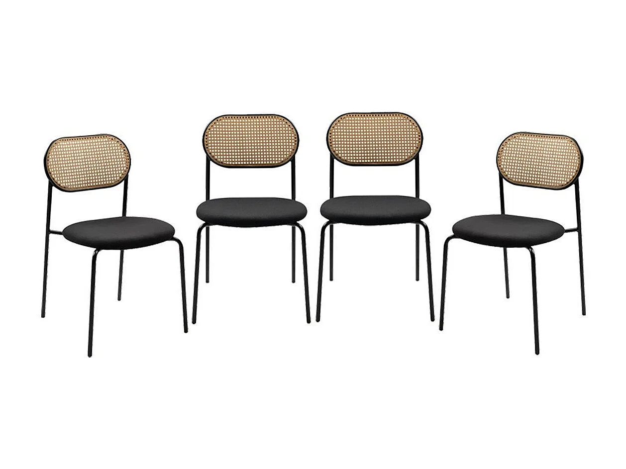 Lot de 4 chaises en rotin tressé avec structure en métal L47cm - MOZART