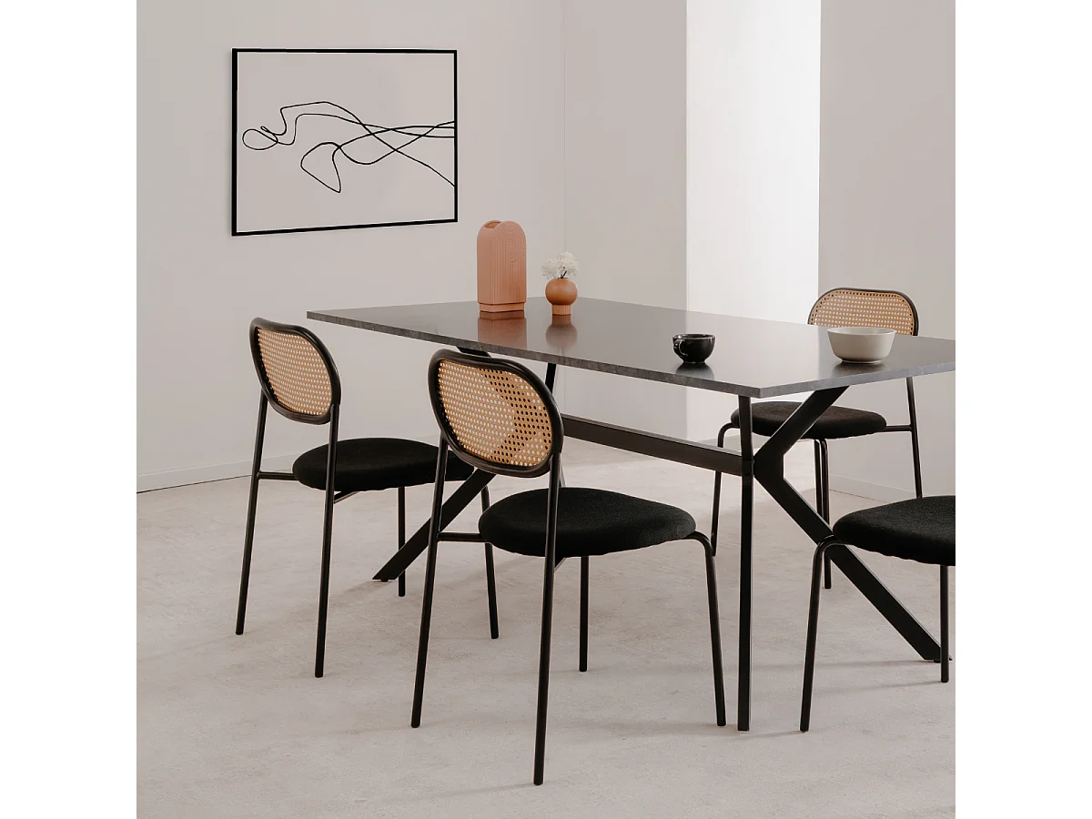 Lot de 4 chaises en rotin tressé avec structure en métal L47cm - MOZART