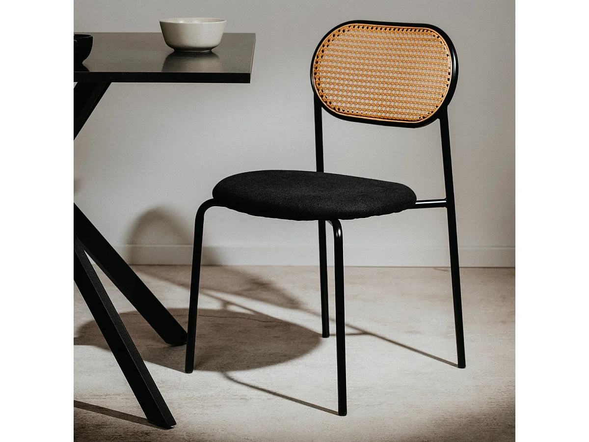 Lot de 4 chaises en rotin tressé avec structure en métal L47cm - MOZART