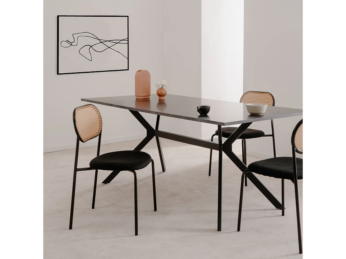 Lot de 4 chaises en rotin tressé avec structure en métal L47cm - MOZART