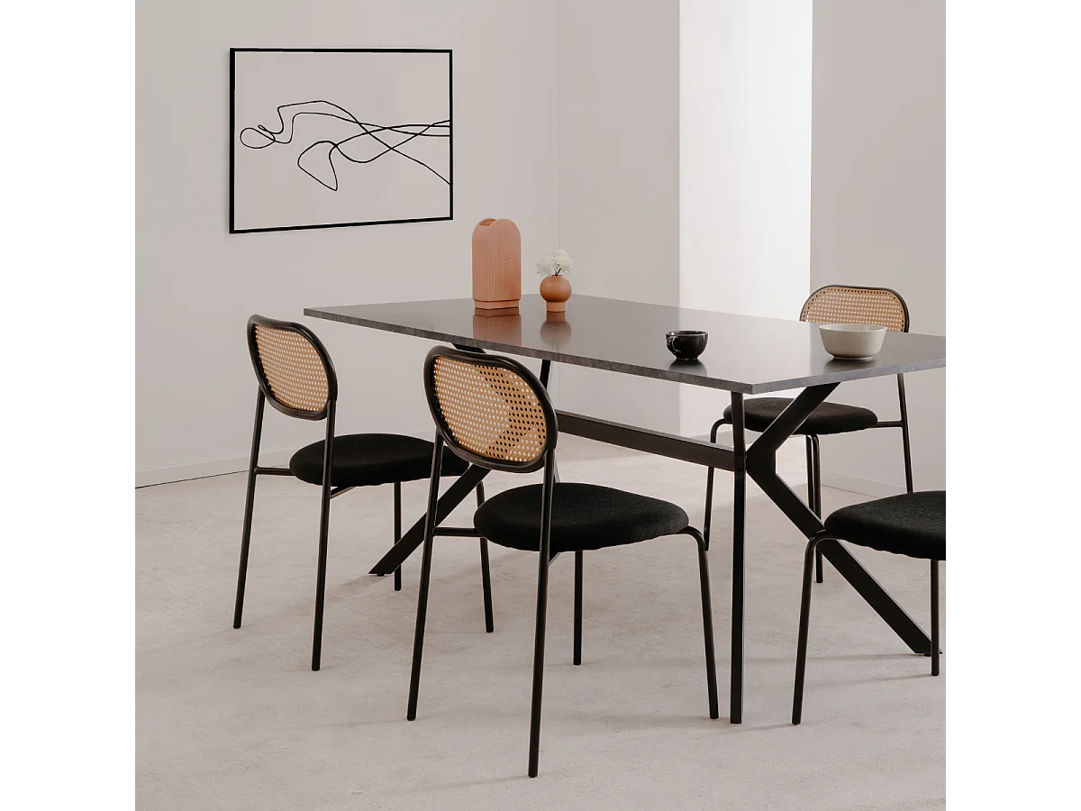 Lot de 4 chaises en rotin tressé avec structure en métal L47cm - MOZART