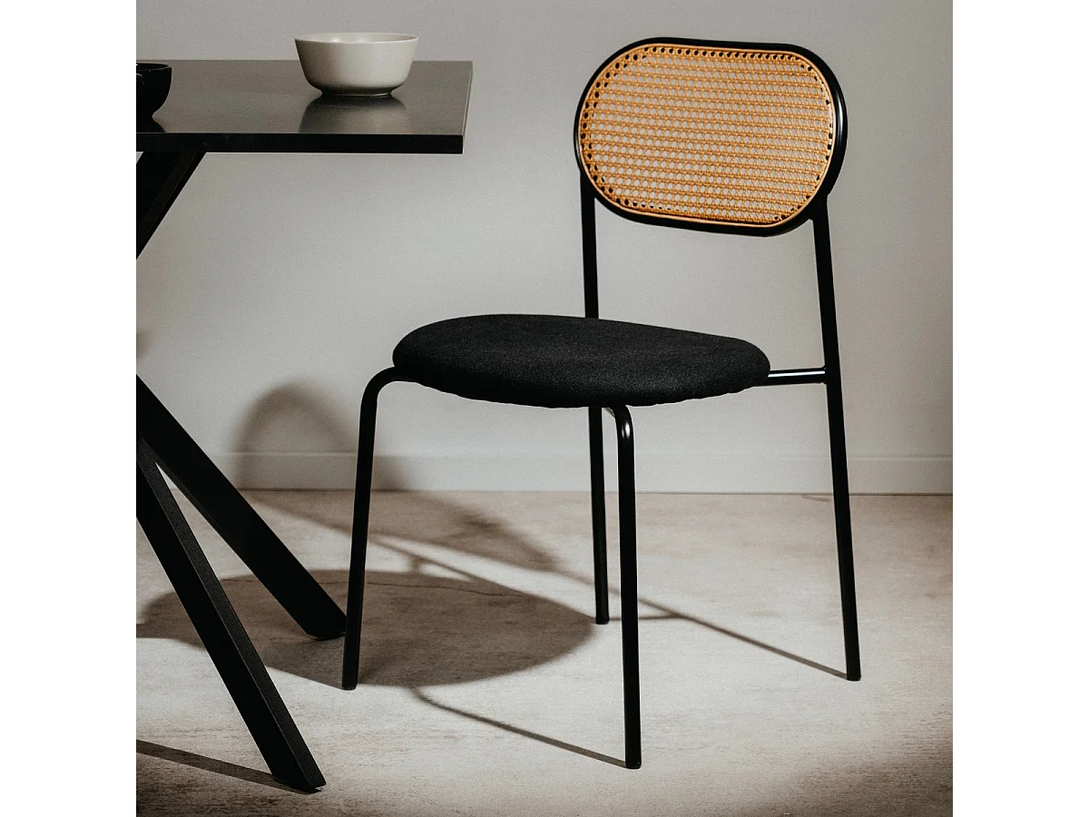 Lot de 4 chaises en rotin tressé avec structure en métal L47cm - MOZART