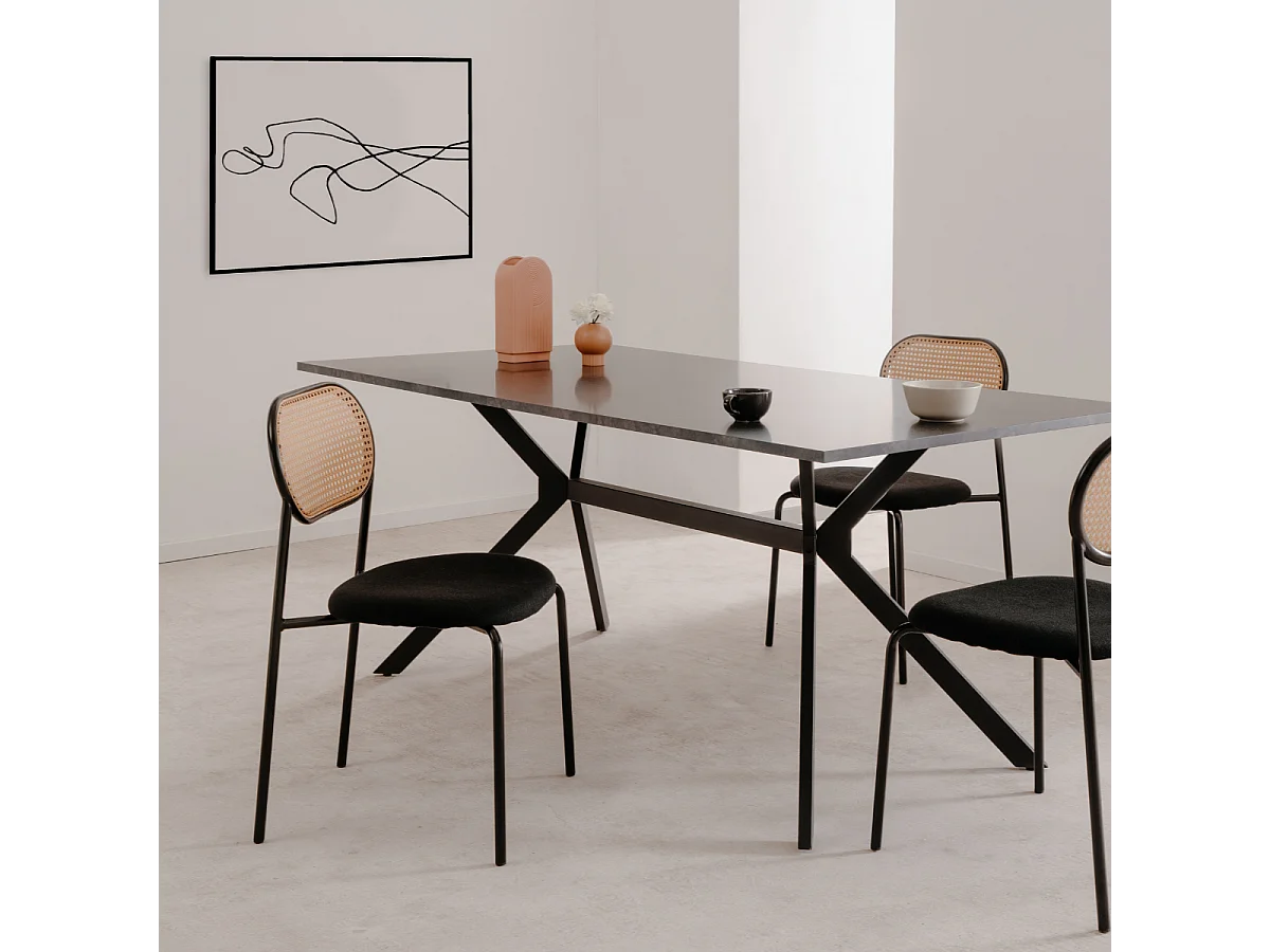 Lot de 4 chaises en rotin tressé avec structure en métal L47cm - MOZART