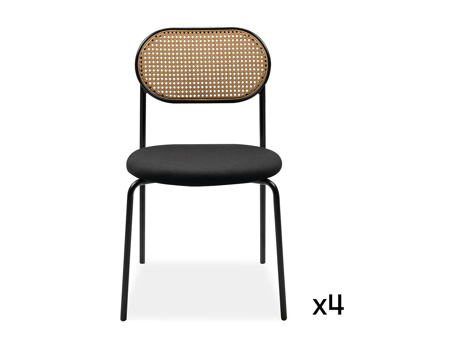 Lot de 4 chaises en rotin tressé avec structure en métal L47cm - MOZART