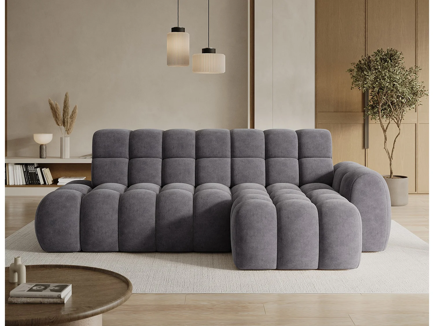 Canapé d'angle Olimpia R/assise extensible-électrique/revêtement tissu/Anthracite
