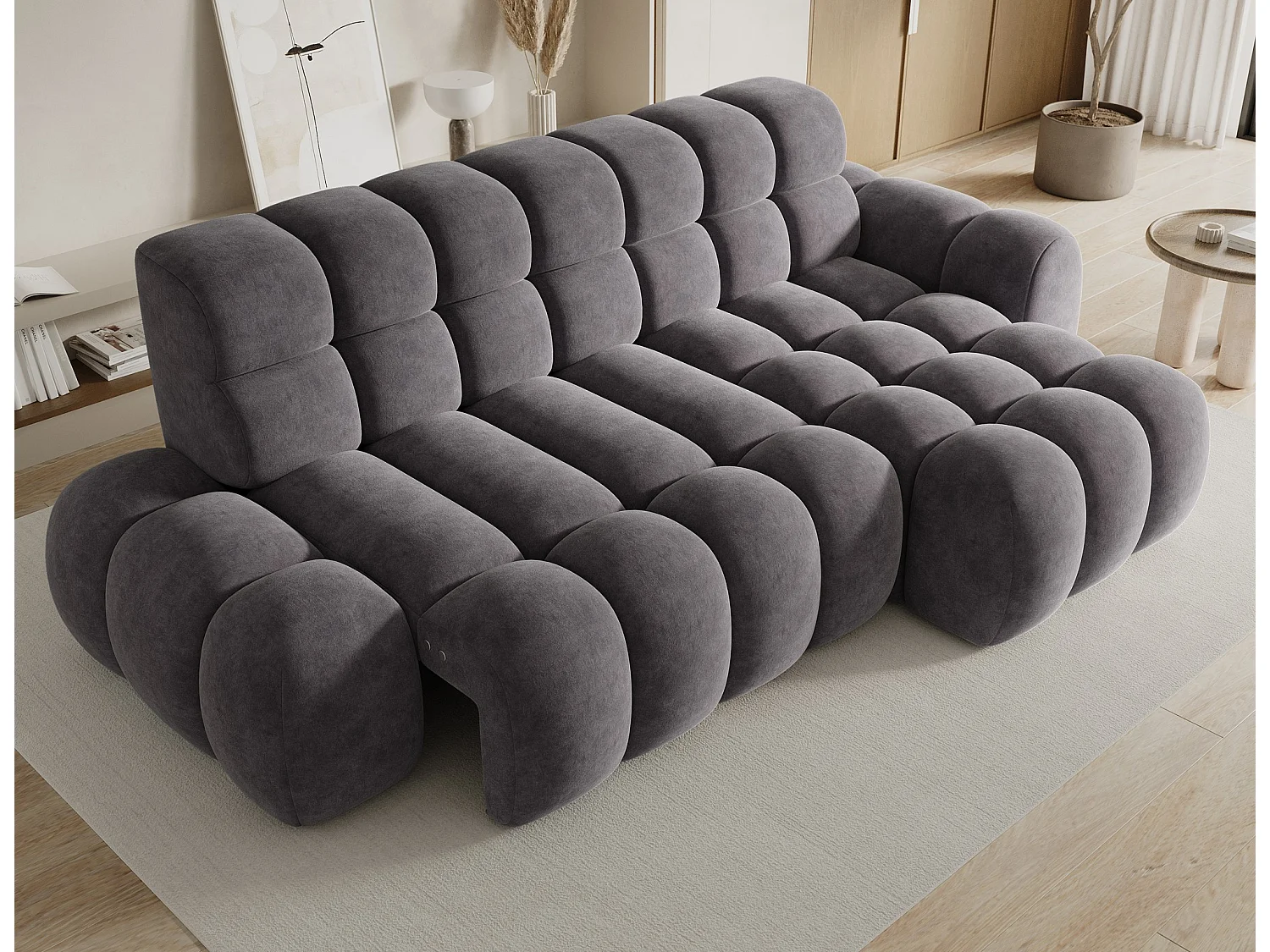 Canapé d'angle Olimpia R/assise extensible-électrique/revêtement tissu/Anthracite