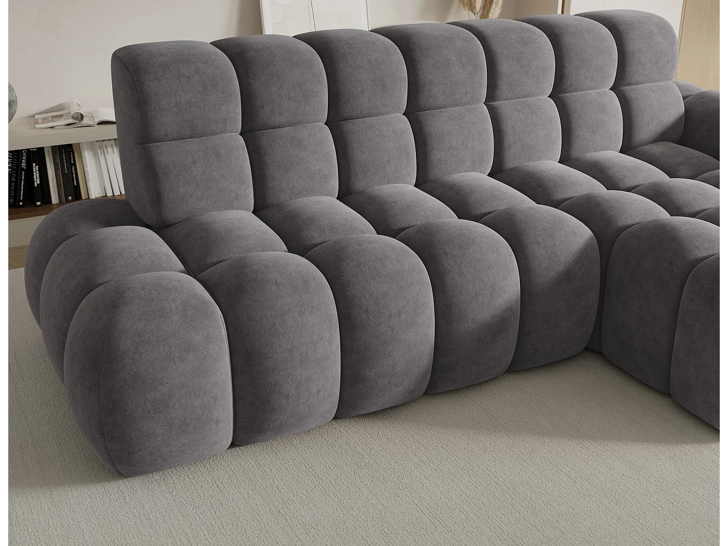 Canapé d'angle Olimpia R/assise extensible-électrique/revêtement tissu/Anthracite