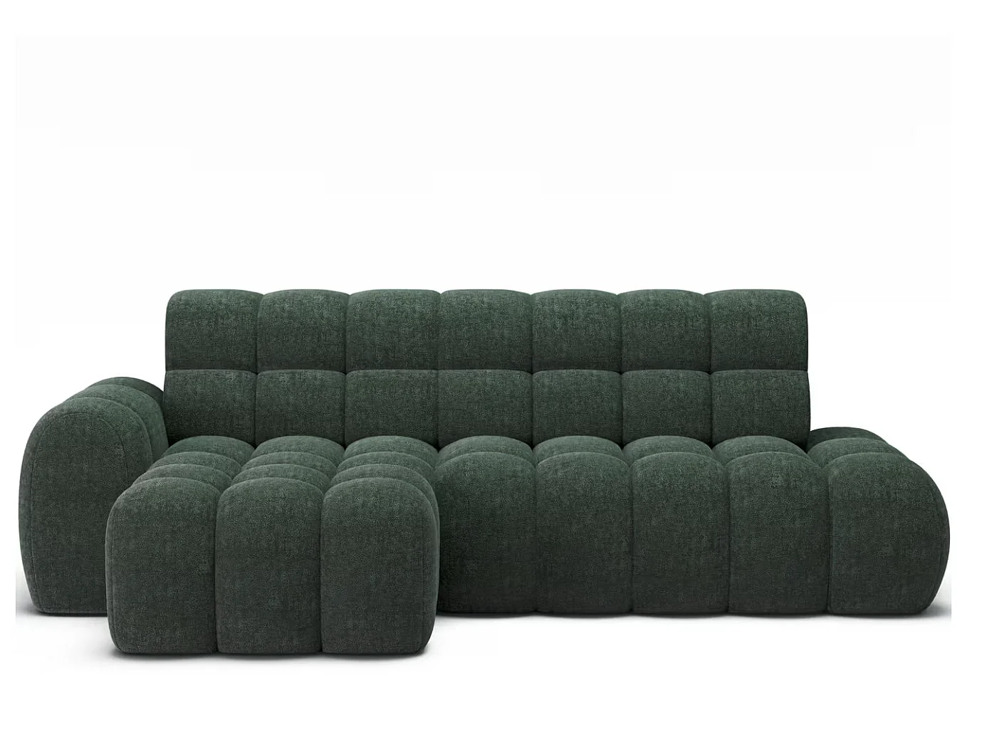 Sofá esquinero convertible de tela KINDO – Con asiento eléctrico-Verde-Ángulo izquierdo
